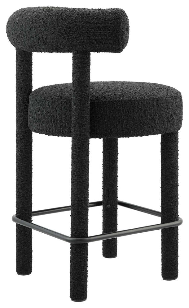 Toulouse Boucle Fabric Counter Stool - Black Black