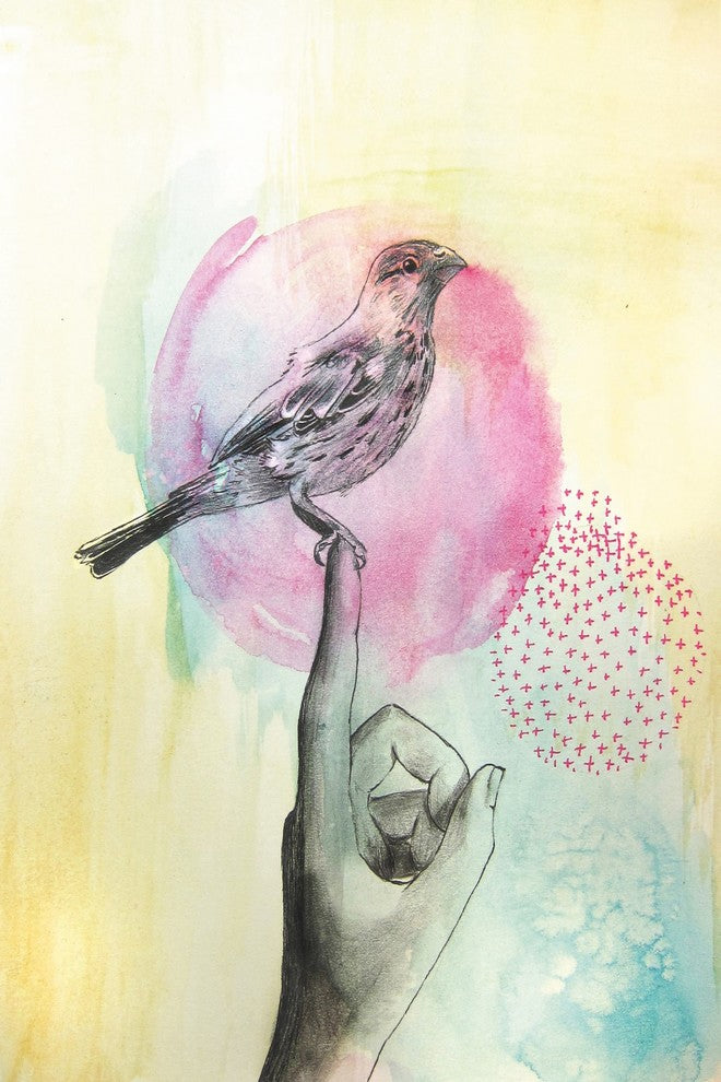 Marmont Hill, "Bird Rest" by Christine Lindstrom Print on Wrapped Canvas, 24x36
