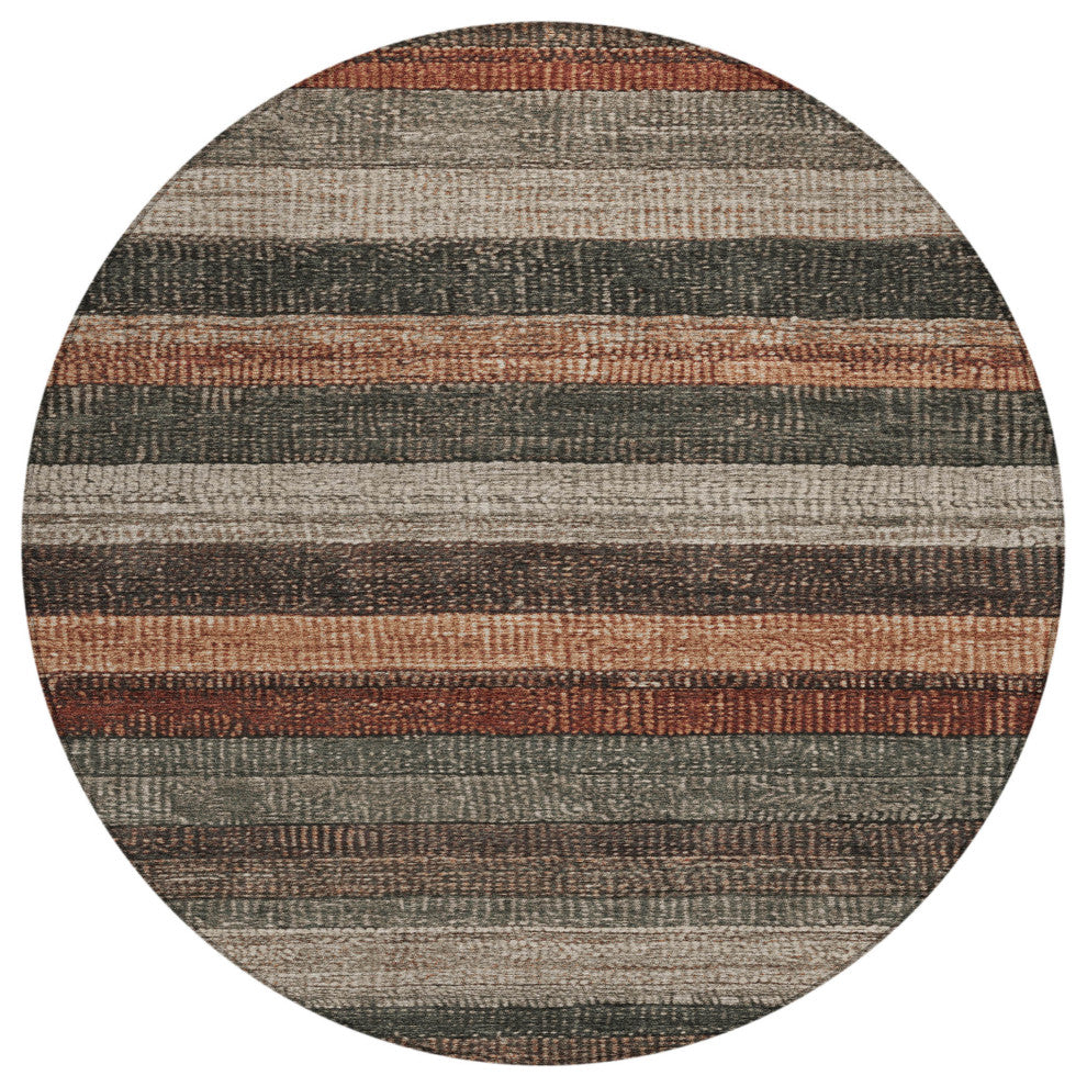 Machine Washable Indoor/Outdoor Chantille ACN1865 Orange 8' x 8' Round Rug