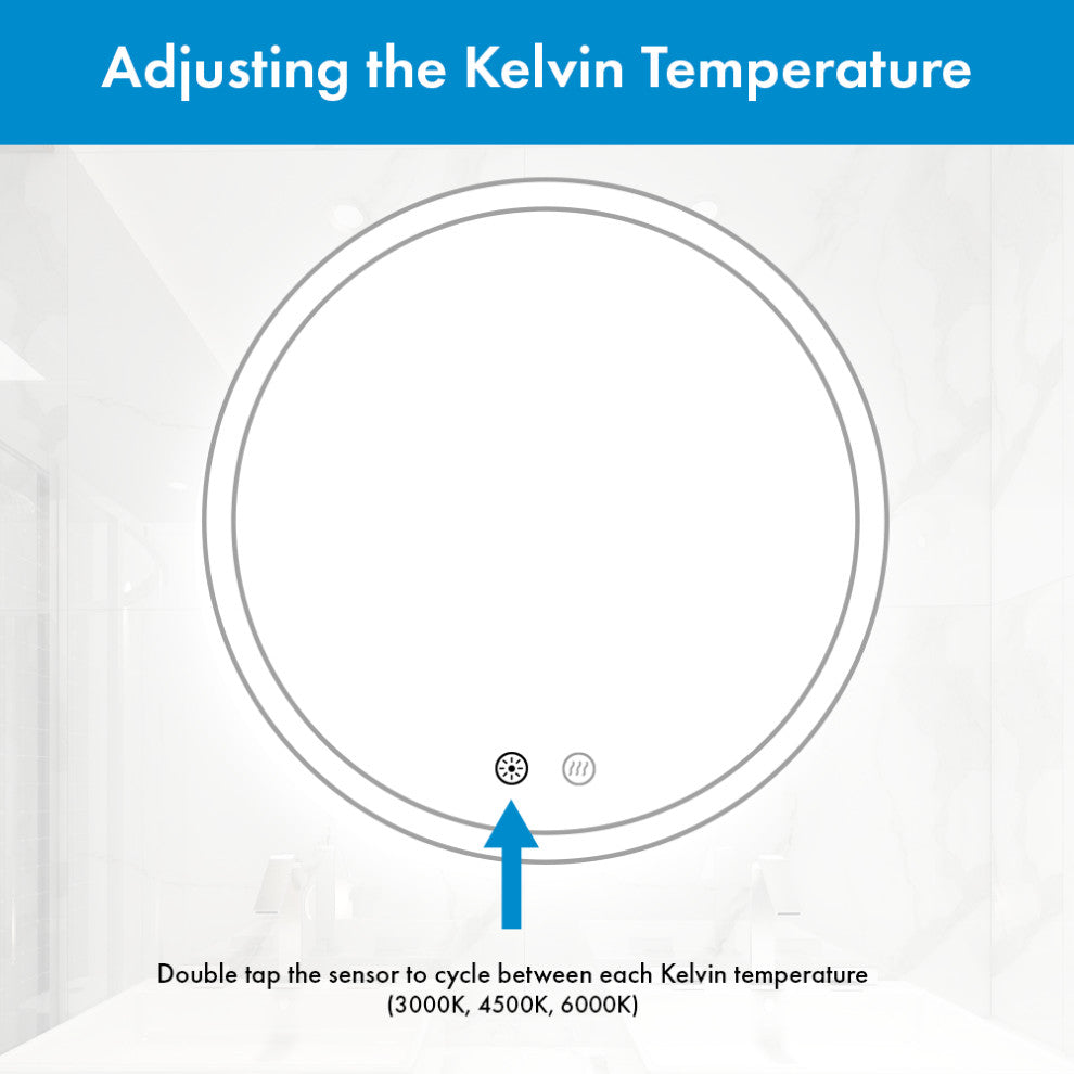 Orbit Round Dimmable LED Mirror with Defogger, 36"x1.75"