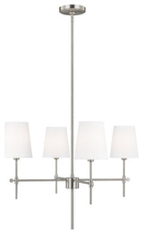 Baker Four Light Small Chandelier, Brushed Nickel