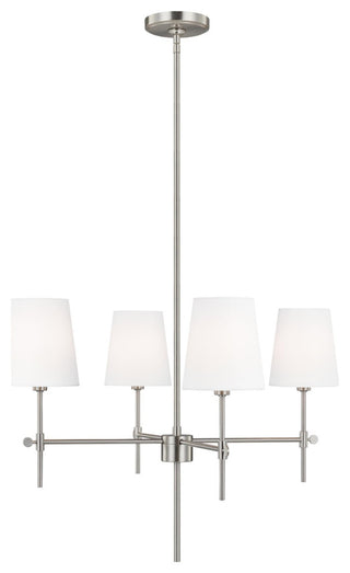 Baker Four Light Small Chandelier, Brushed Nickel
