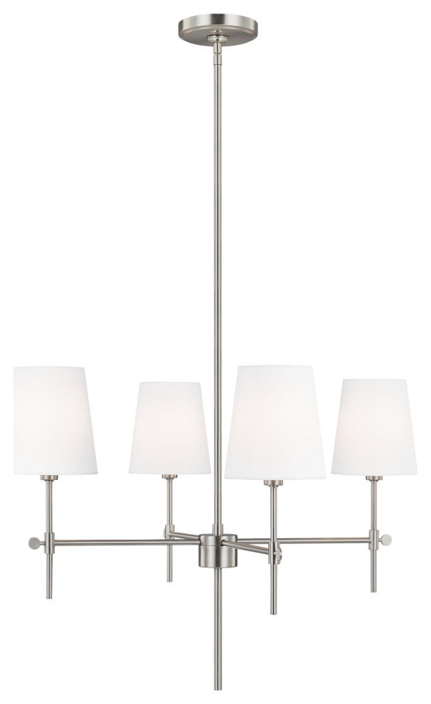 Baker Four Light Small Chandelier, Brushed Nickel
