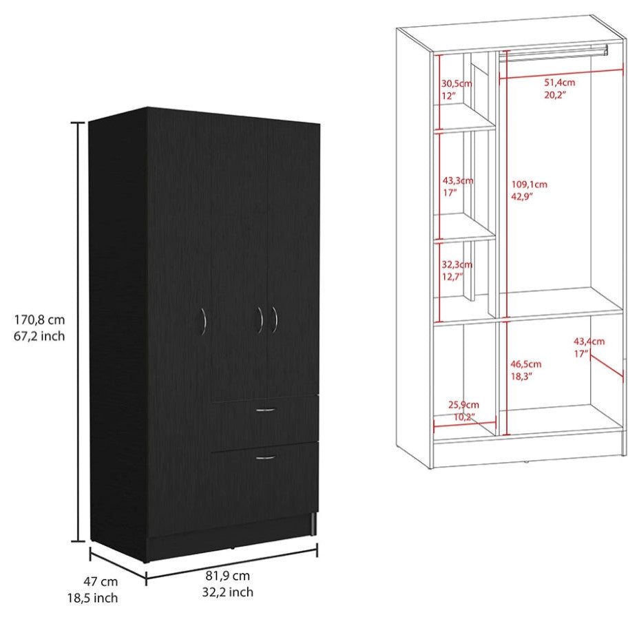 Armoire Cobra, Bedroom, Black / White