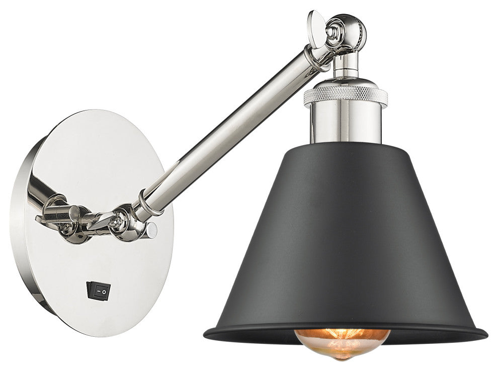 Innovations 317-1W-PN-M8-BK Smithfield 1 Light Sconce, Polished Nickel