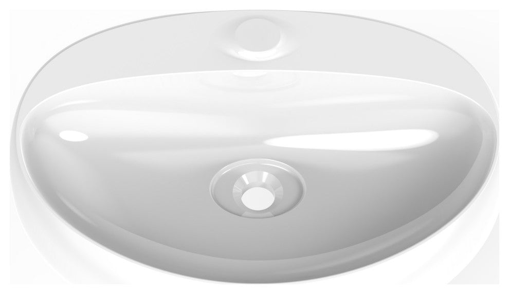 Rosaria 24" Wall Mounted Porcelain Sink, Glossy White, No Faucet Hole
