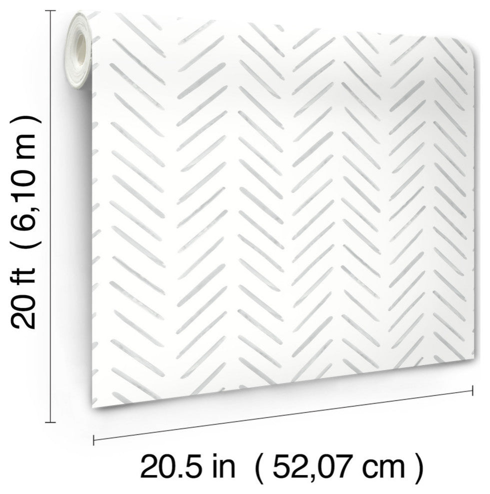 Fog Painted Herringbone Peel & Stick Wallpaper