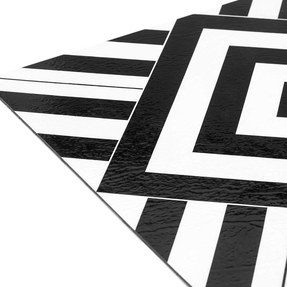 PowerSellerUSA Self-Stick Vinyl Modern Geometric 20-Pcs 1.5mm Thick Tiles 12"