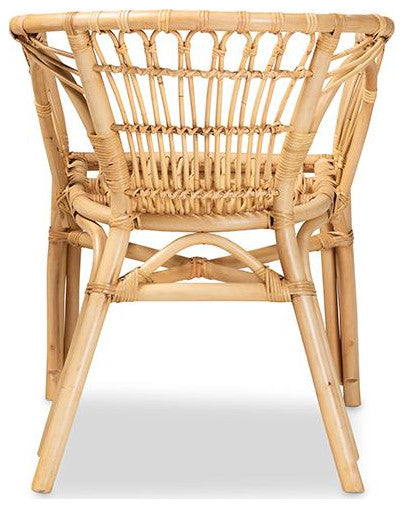 Kaka Modern Bohemian Natural Brown Rattan Dining Chair