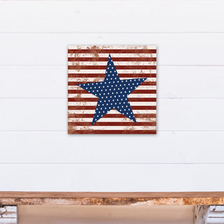 Stars and Stripes Distressed 16x16 Canvas Wall Art