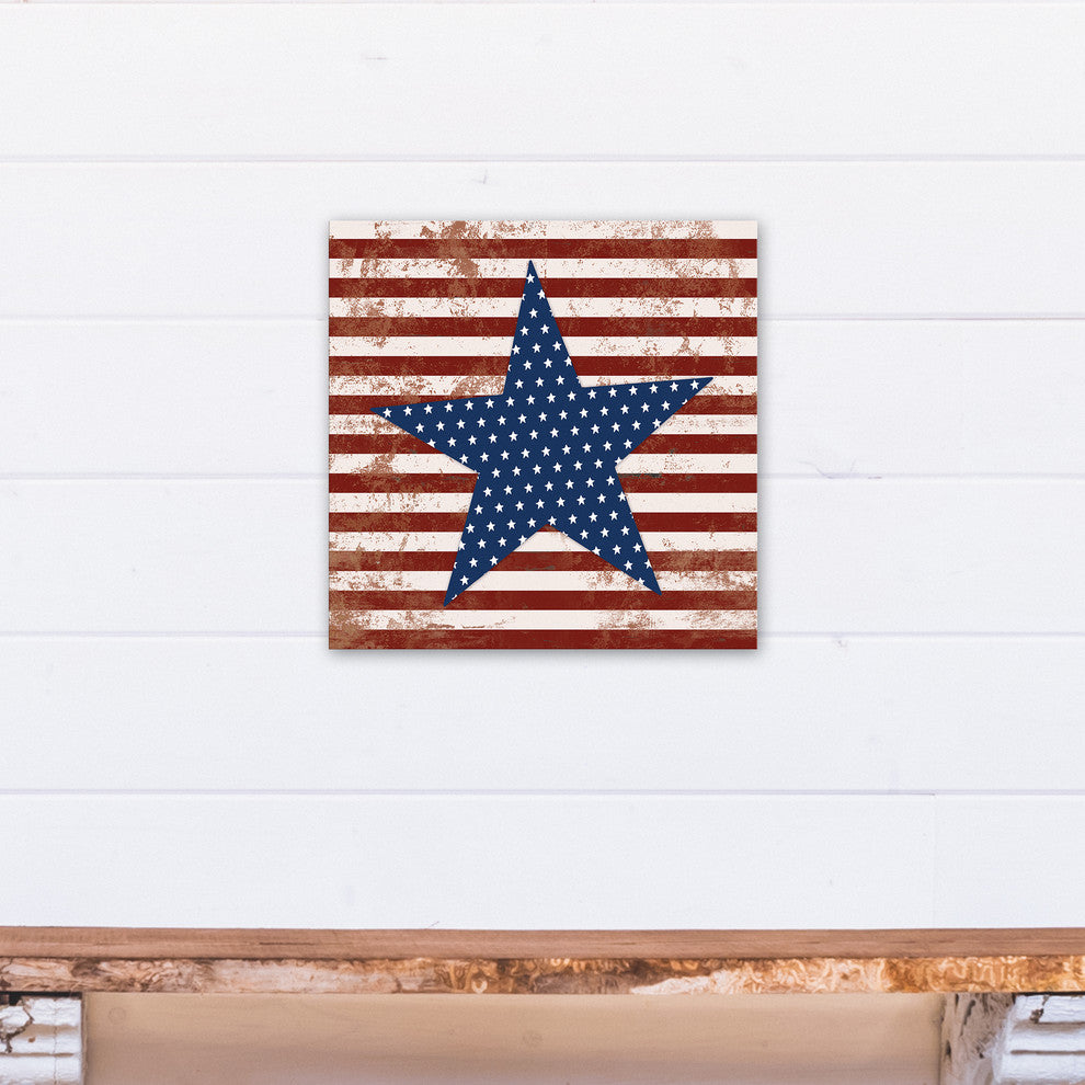 Stars and Stripes Distressed 16x16 Canvas Wall Art