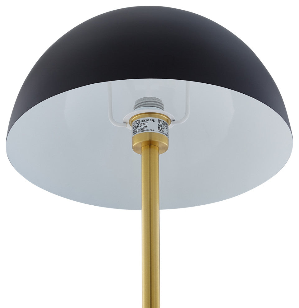Inspired Home Kenadie Floor Lamp, Marble Stone Base, Black