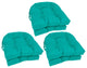 16" Polyester Solid Outdoor U-Shaped Tufted Chair Cushions, Set of 6, Aqua Blue