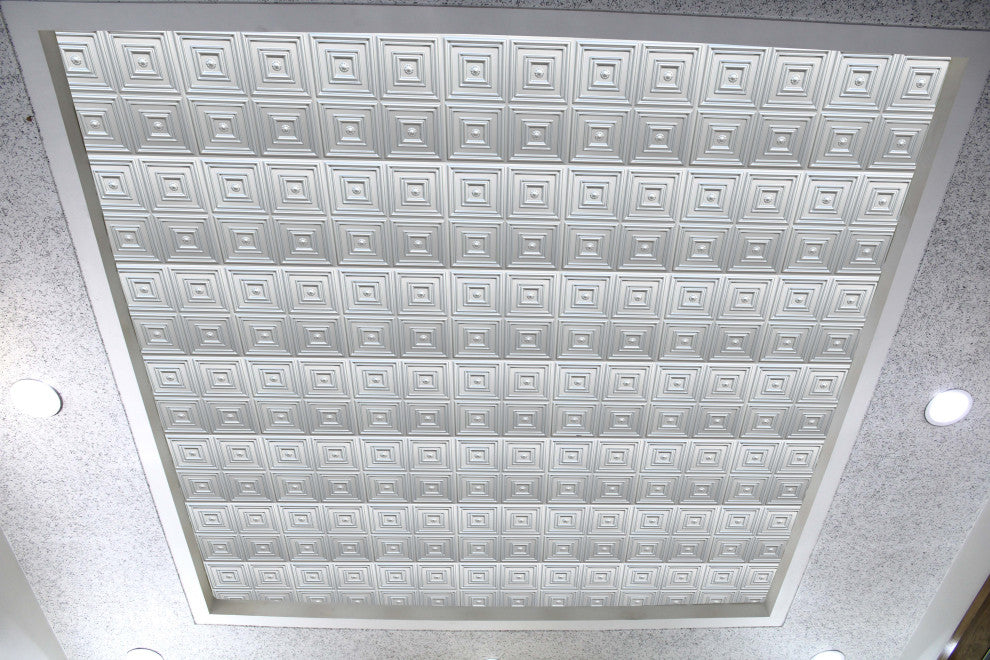 Silver 3D Ceiling Panels, 2''x2'', 200 Sq Ft, Pack of 50