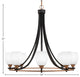 Paramount 8-Light Chandelier, Matte Black & Brass, 5" White Matrix Glass