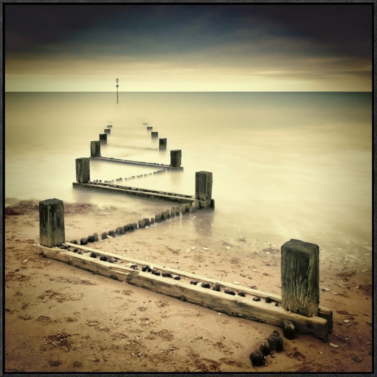 "Beach Memories" Framed Canvas Giclee by Michael Oates, 31x31"