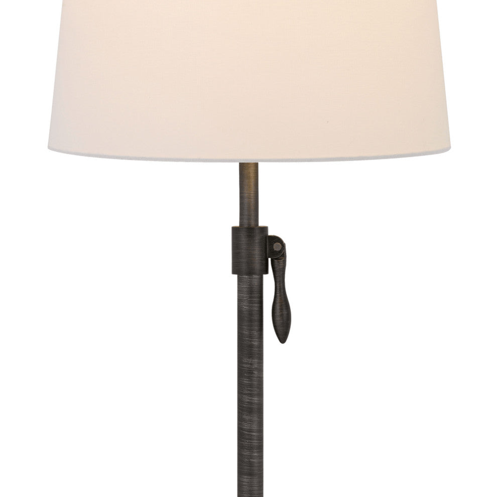 30" Silver Metal Adjustable Table Lamp With Off White Empire Shade