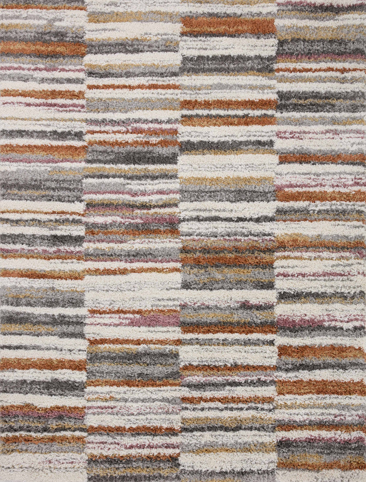 Loloi Levitt Shag Ivory / Sunset 18" x 18" Sample Rug