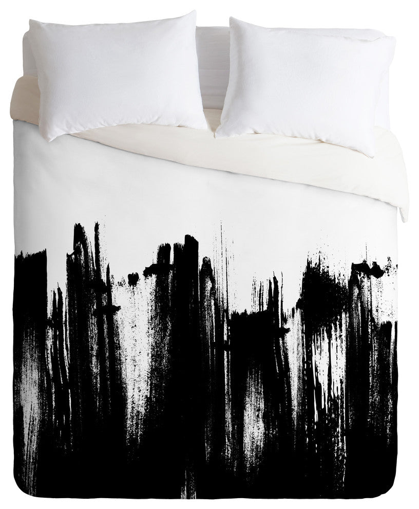Kelly Haines Monochrome Brushstrokes Duvet Cover