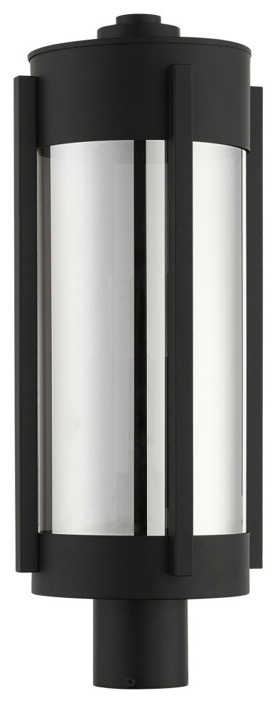 Sheridan 3 Light Black/Brushed Nickel Candles Large Outdoor Post Top Lantern
