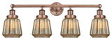 Chatham 4-Light 34" Bath Vanity Light, Antique Copper Finish, Clear Shade
