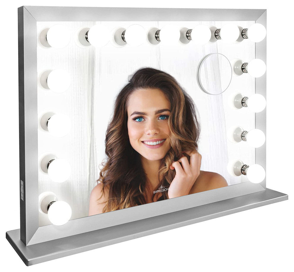 Starlight Pro Vanity Mirror with Magnifying Glass, Silver, Non-Bluetooth
