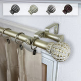 Velia 1" Double Curtain Rod, Light Gold, 48-84"