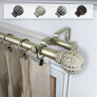 Velia 1" Double Curtain Rod, Light Gold, 48-84"