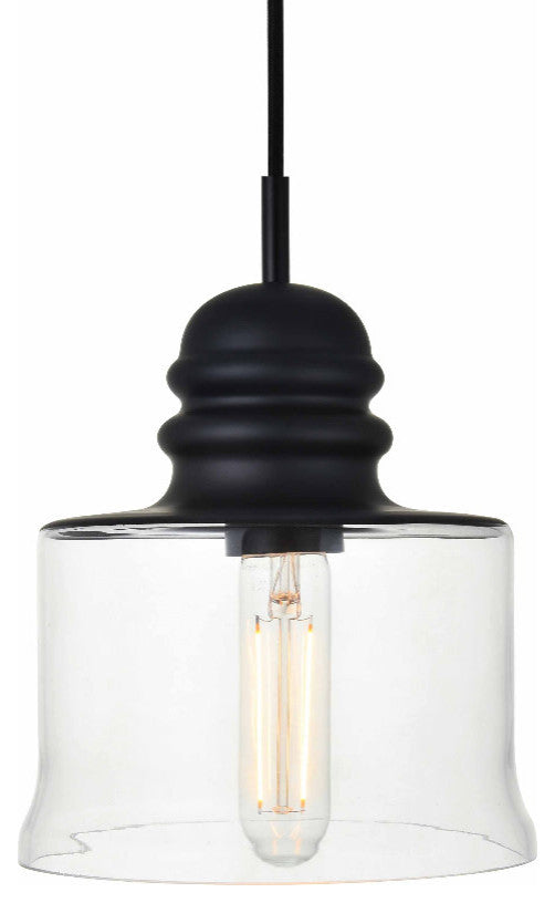 Elegant Lighting LD2253 Kenna 7"W Mini Pendant - Black / Clear