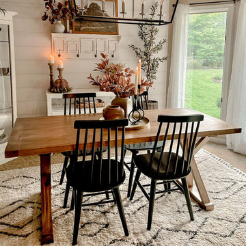 Duhome Spindle Back Wood Dining Room Windsor Chairs, Black, Set of 2