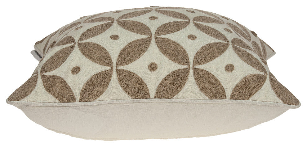 20" X 7" X 20" Transitional Beige And White Accent Pillow Cover With Poly Insert