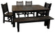 Rustic Barn Wood Style Timber Peg Extension Dining Set, Dusk, 2-Leaf 42" X 66"