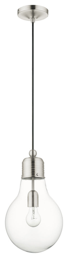 Livex Lighting Hand Blown Art Glass 1 Light Brushed Nickel Mini Pendant