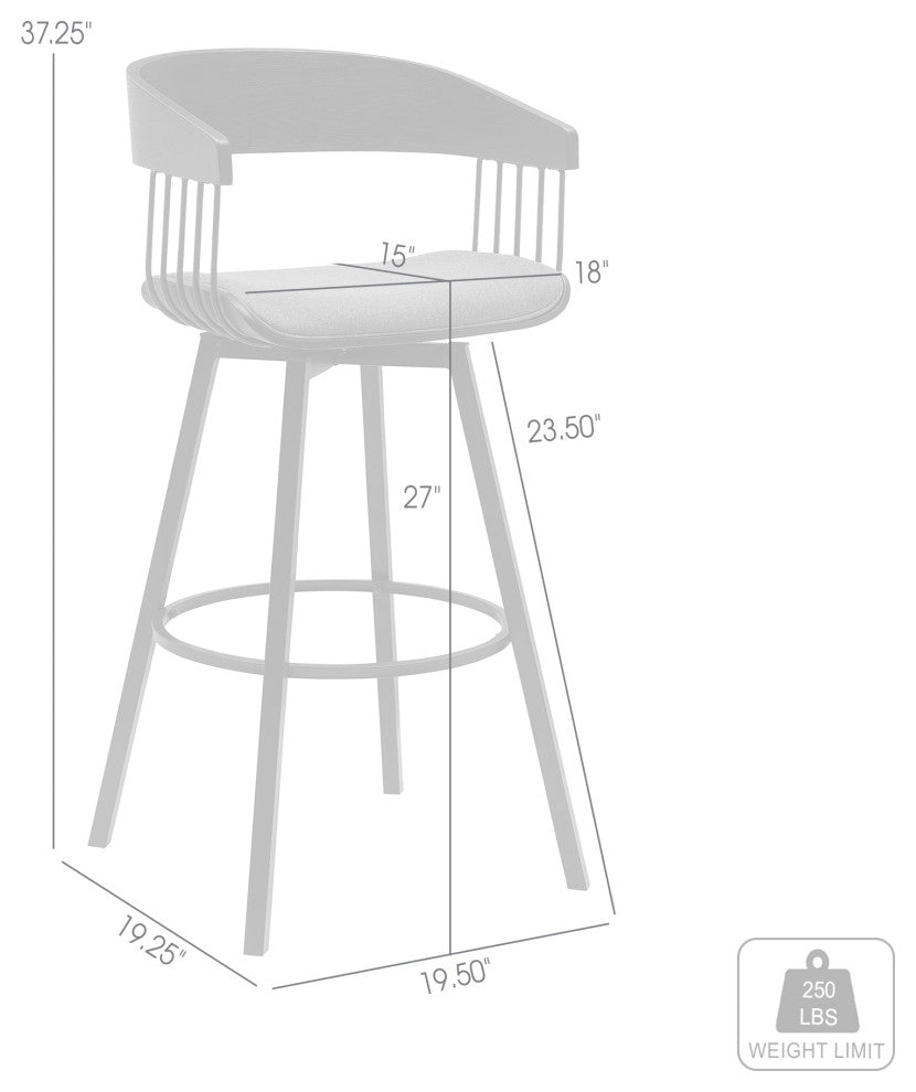 Athena Swivel Black Wood Counter Stool, Blue Fabric With Black Metal