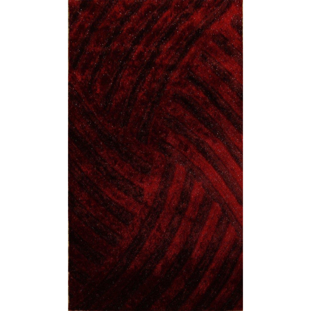 2 x 8 Burgundy Geometric Illusion Runner Rug