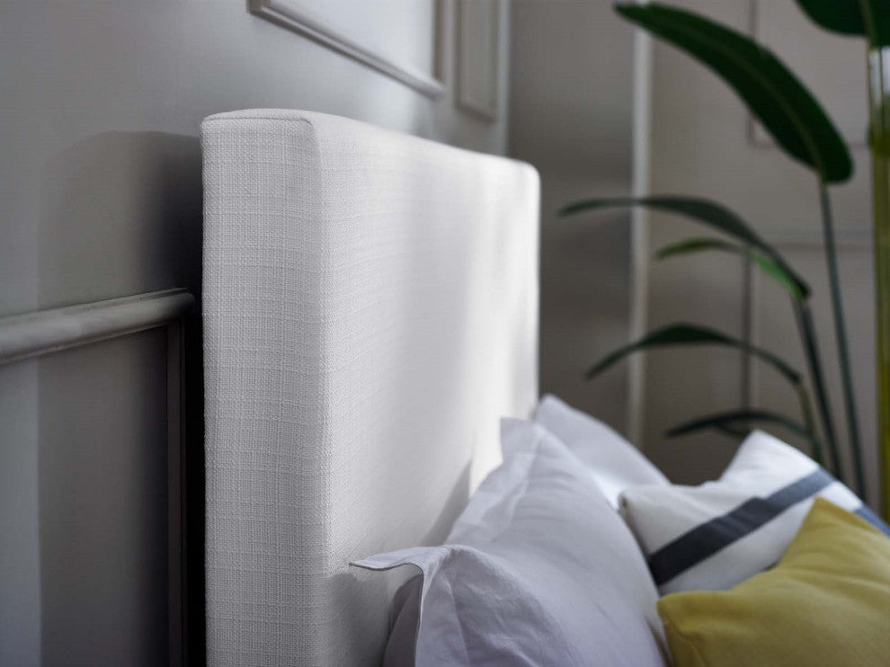 Contemporary Modern Urban Designer Bedroom Twin Size Headbaord, Fabric, White