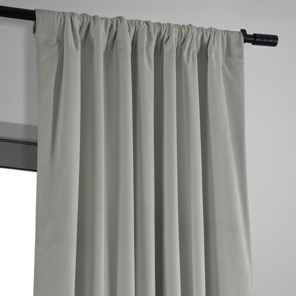 Signature Blackout Velvet Curtain Single Panel, Reflection Gray, 50"x120"