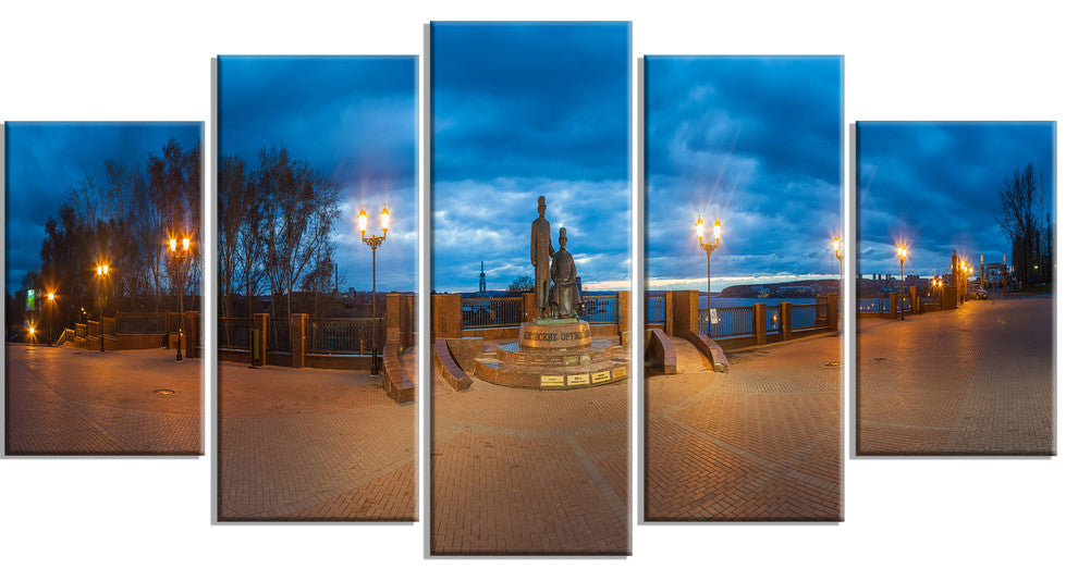 "Monument To Armories Panorama" Landscape Print Wall Artwork, 5 Panels, 60"x32"