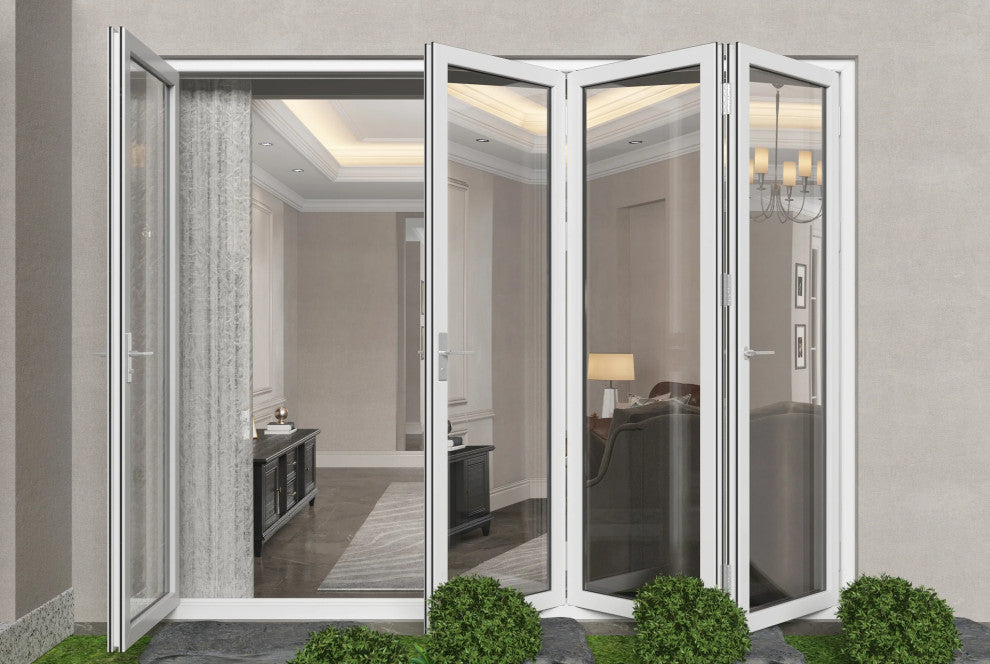 Patio Bi-Fold Door Open Left to Right 120"x80", White Color, Low E Glass