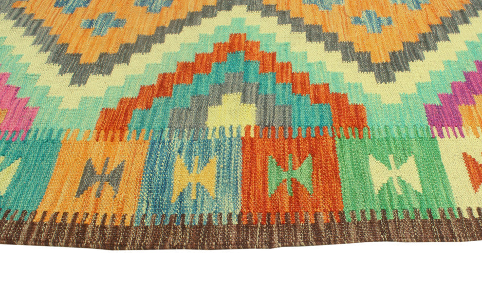 Sangat Flatweave Hormoz Orange/Ivory Rug, 4'9 x 6'6