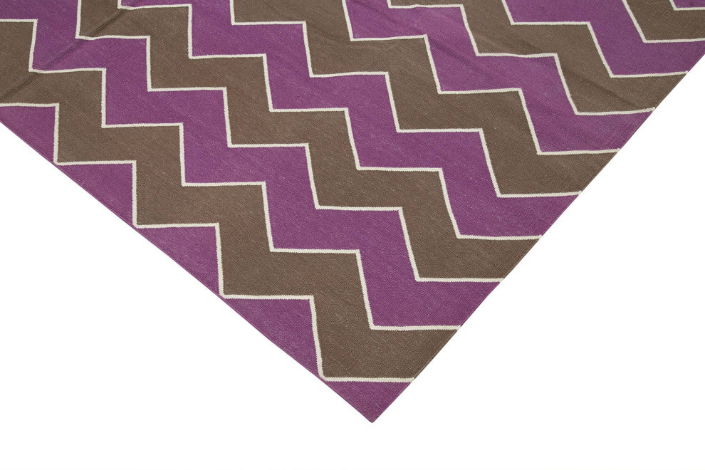 Rug N Carpet - Handmade Wool 6' 2'' x 8' 11'' Geometric Dhurrie Kilim Rug