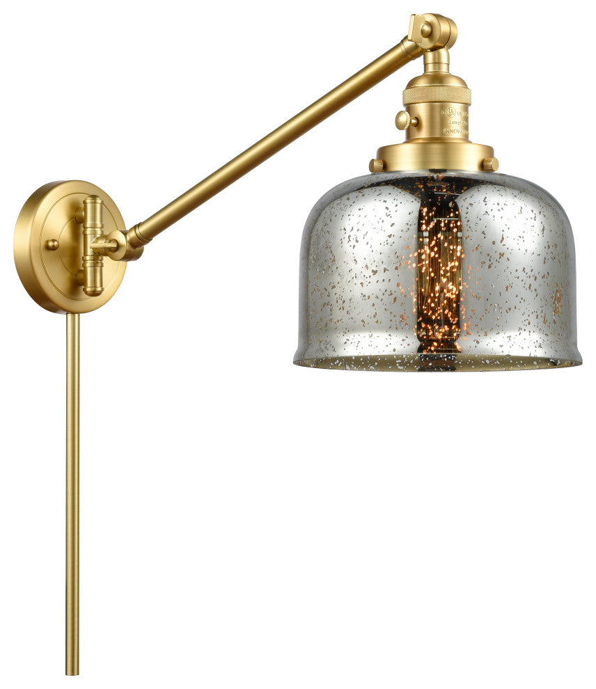 Bell Swing Arm With Switch, Satin Gold, Silver Plated Mercury