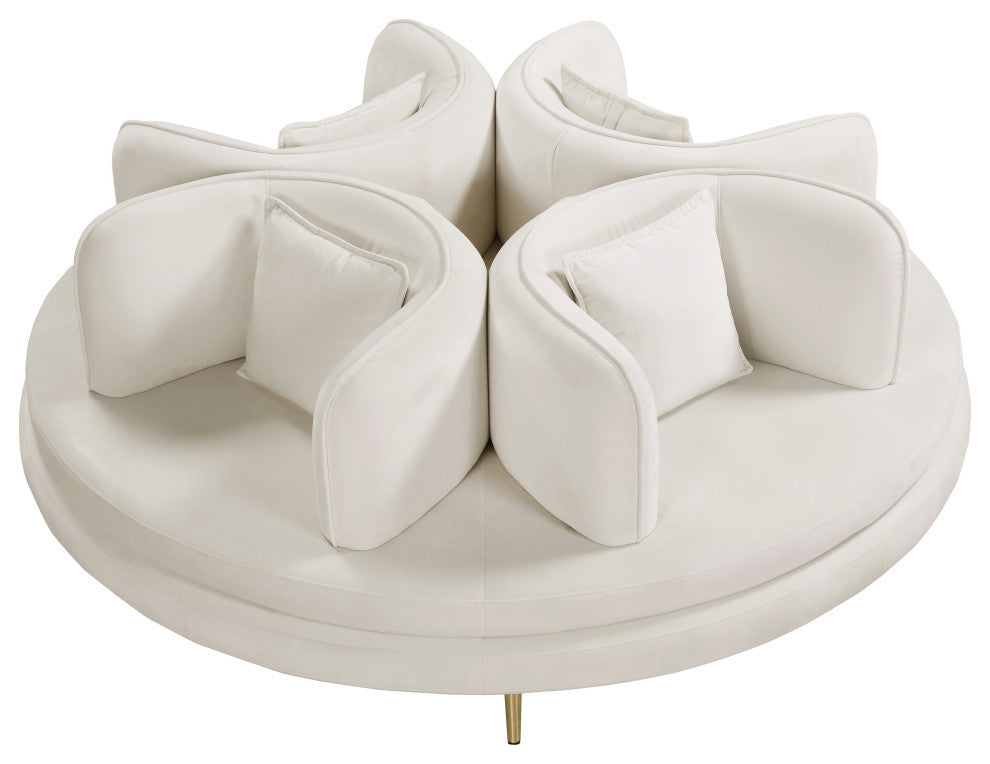 Circlet Velvet Upholstered Roundabout Sofa, Cream