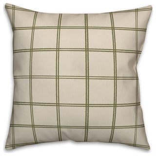 Cream and Green Check 18x18 Spun Poly Pillow