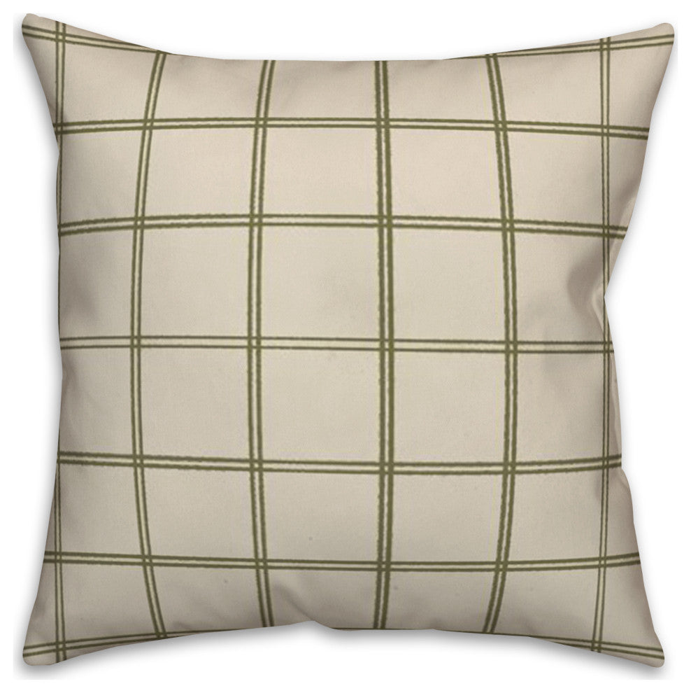 Cream and Green Check 18x18 Spun Poly Pillow