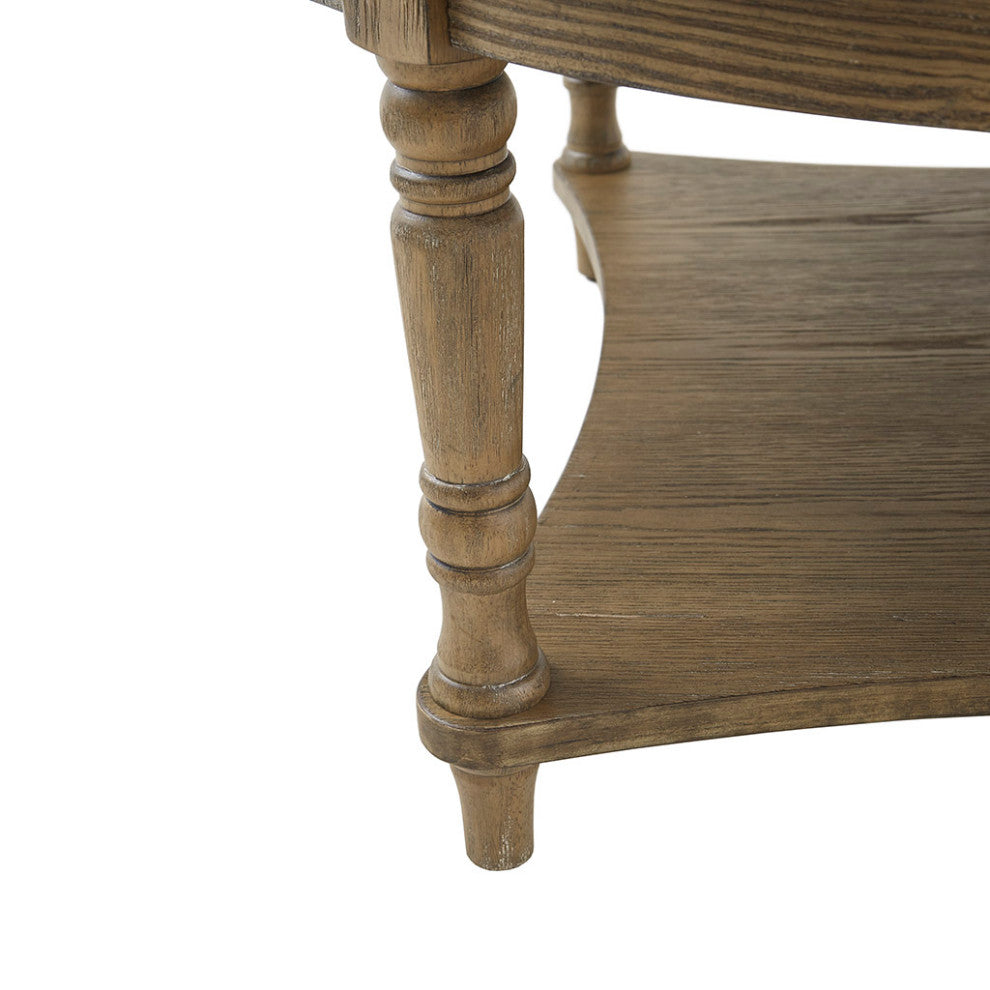 Martha Stewart Country Style Round Ottoman With Bottom Shelf, Cream