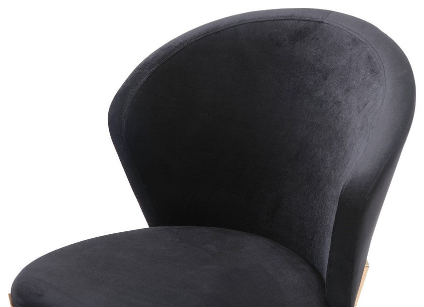 Set of Two Black Velvet Rosegold Dining Chairs