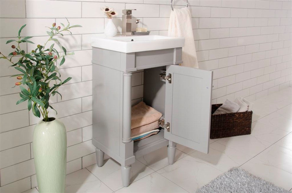 Legion Furniture Evarly Single-Sink Vanity, Gray, 18"