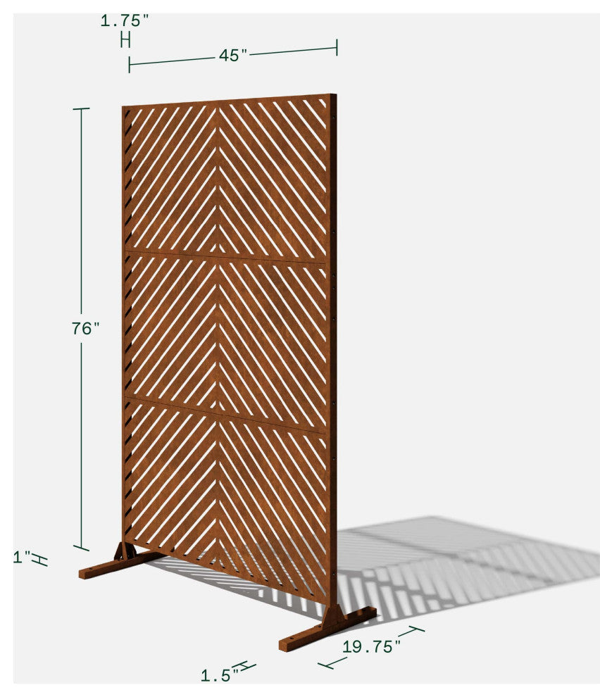 Alta Corten Steel Decorative Screen With Stand, Arrow