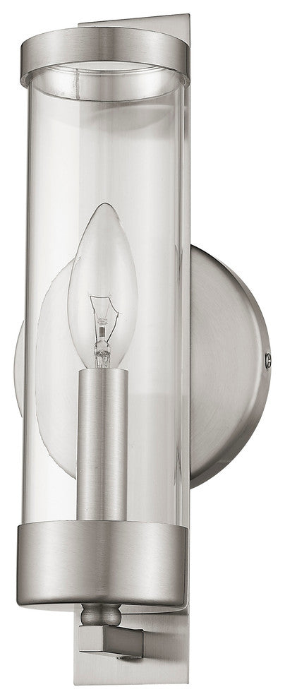 Wall Sconce With Clear Glass, Brushed Nickel